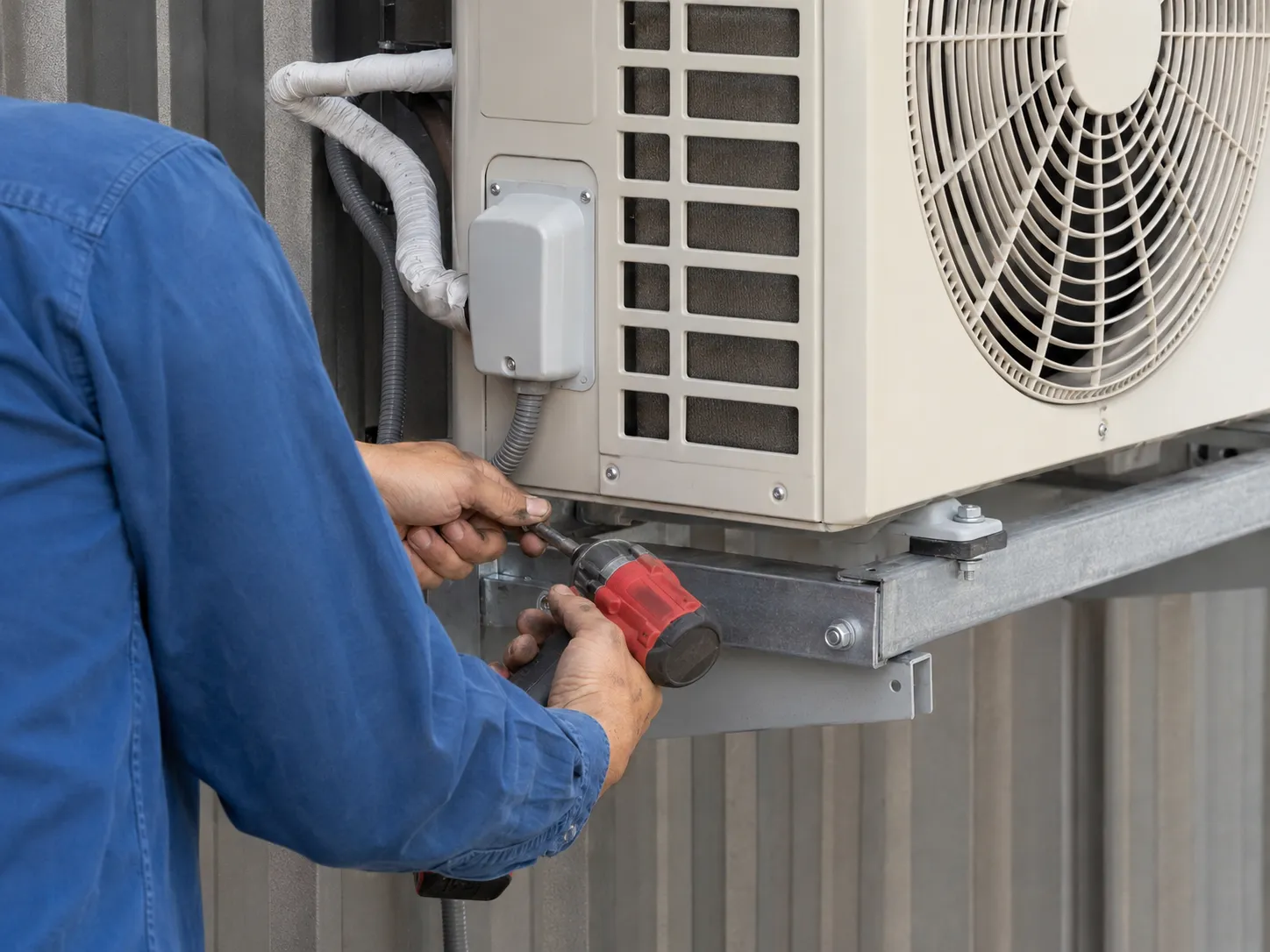A split-system air-conditioner installed in a home
