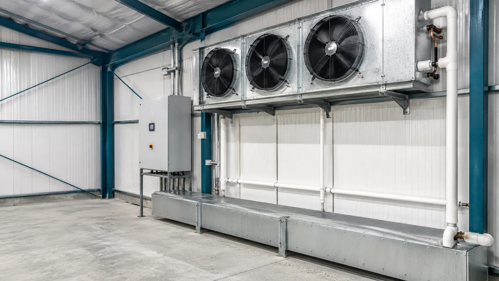 Commercial refrigeration cold-room equipment on a site